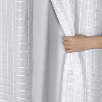 Cortina Blackout Pvc + Tecido Voil 2,80 X 1,80 Sala Quarto Cor Branco | Frete grátis