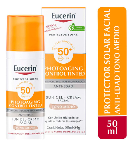 Eucerin  Photoaging Control Cc Creme Tono Medio Tinted Antiedad Protector Solar Fps50+ 50ml 