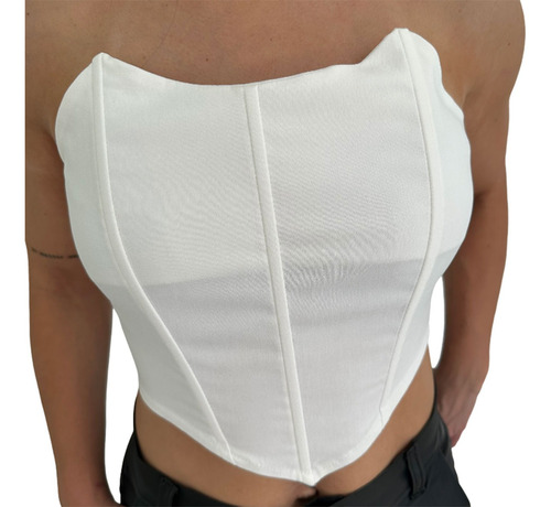 Corset Crop Top Mujer Dama Bengalina Strapless Moda Cierre 