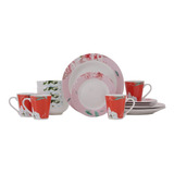 Vajilla Porcelana Crown Baccara Floreada 16 Piezas