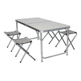 Mesa De Camping Plegable Aluminio Outdoors Con Sillas Color Gris