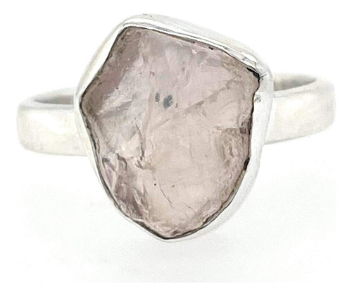 Anillo De Plata Esterlina Sólida Cuarzo Rosa Crudo   T...