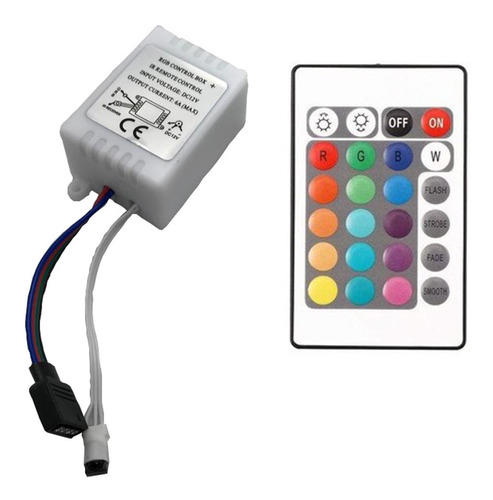 Kit Controle + Controladora Fita Led Rgb 1 Saida 5050 E 3528