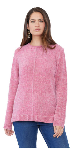 Sweater Mujer Chenille Lurex Palo Rosa Corona