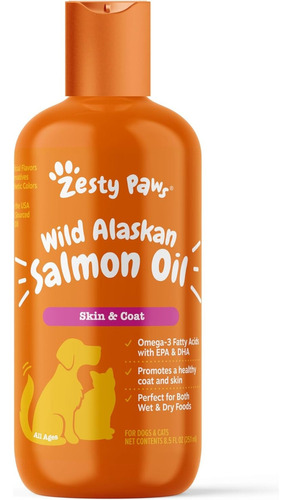 Zesty Paws Líquido Wild Alaskan Salmón Oil Para Pelo Y  Pelaje