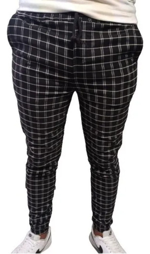 Jogger De Hombre Tipo Cargo Casual Negro Con Líneas 