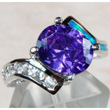 Anillo Lindo Amatista Morado #8 30k Plata 925 Ringking