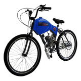 Bicicleta Motorizada 80cc Coroa 52 Carenada Cor Azul Safira