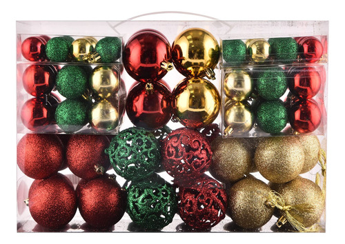 Juego De 100 Bolas Decorativas Inastillables Para Árbol De. Color Dorado/rojo/verde