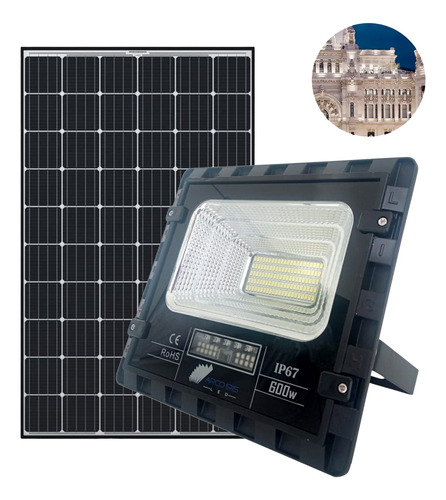 Refletor Solar De Led 600w C/placa Solar E Controle