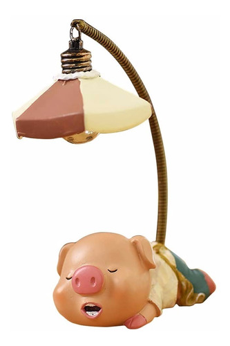 Lindo Cerdito Pig Luz Noche Resina Artesanía Lámpara 