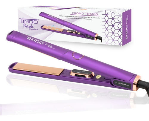 Plancha Alaciadora Profesional Purple Titanio Ionizado Timco Color Violeta