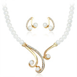 Collar Y Aretes -cristales Tipo Perlas- Elegante Y Moderno