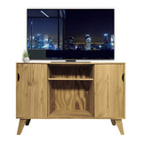 Rack Tv Madera Moderno Mueble Mesa Led Macizo Patas Sajo