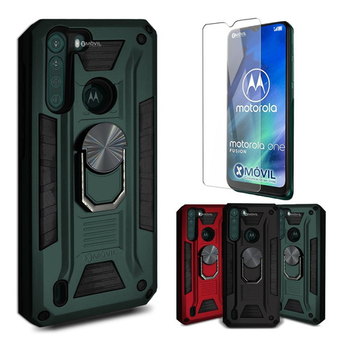 Funda P/ Motorola One Fusion, Uso Rudo Anillo Sujetador Mica