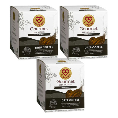 30 Sachês Café Drip Coffee 3 Corações Dark Gourmet 100% Arab | MercadoLivre
