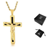 Cadena Cruz Cristo Oro Laminado 18k Collar Joyeria Hombre