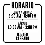 Vinil Blanco Horario Personalizado Para Negocio (30x30 Cm)