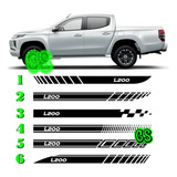 Sticker Adhesivo Franjas Laterales Puertas Pick-up L200