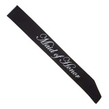 Ella Celebration Maid Of Honor Sash, Negro Satén Doble Capa