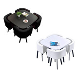 Combo Mesa Comedor Cuadrada 1 Metro Madera Negra 4 Sillones