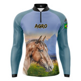 Camiseta Blusa Térmica Agro Cavalo Masc Proteção Uv50