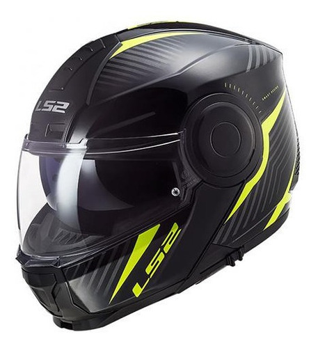 Casco Abatible Ls2 Scope Skid Negro Amarillo 