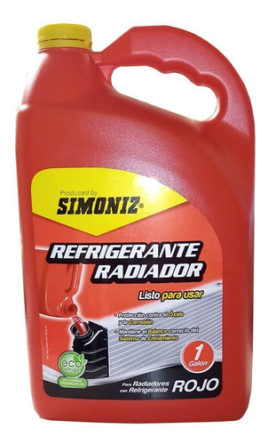 Refrigerante Radiador Simoniz, Galon Color Rojo