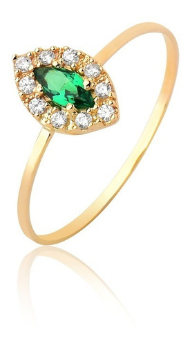 Anel Esmeralda Natural Diamantes Verdadeiros Ouro 18k As511