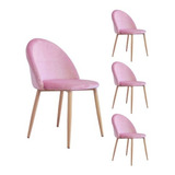 Pack 4 Sillas De Comedor Estilo Velvet Oak  Rosa Vintage