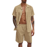Conjunto De Camisa E Calções Para Homem Moda Praia Casual