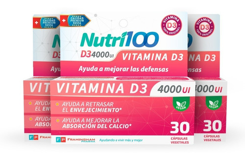 Nutri100 Vitamina D3 4000 Ui 90caps Vegetales - Suiza Oferta