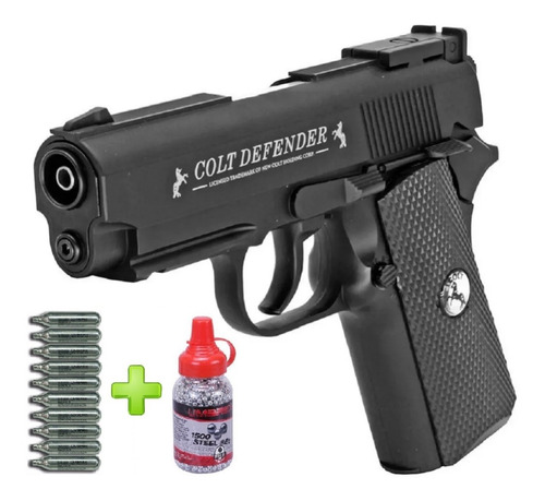 Pistola Aire Comprimido Colt Defender Black Co2 4,5 + Combo