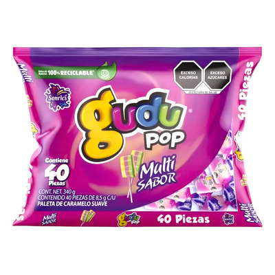 Sonrics Paleta Gudu Pop Multisabor Bolsa Con 40 Piezas | MercadoLibre