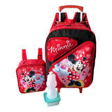 Mochila Escolar Minnie Perfume Rodinha Meninas G  Lancheira Cor Vermelho Desenho Do Tecido Personagem