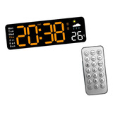 Reloj De Pared Con Luz Led Y Alarma Negro Y Naranja