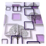 Papel Mural Autoadhesivo M-3d Morado Con Arbol