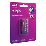 02 Pilhas Baterias Aaa 1000mah Elgin Recarregável 3a Palito