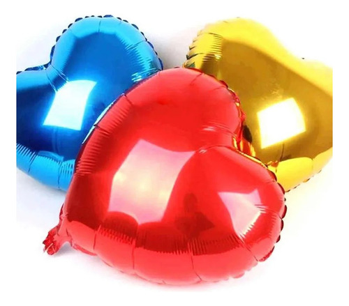 Pack 30u Globos Corazón Metalizados Mix Color 45 Cm