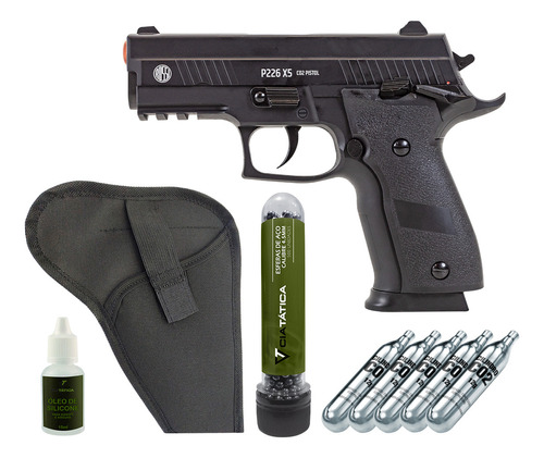 Pistola Co2 Blowback P226 Slide Metal + Coldre + Kit Esferas