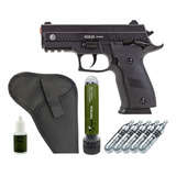 Pistola Co2 Blowback P226 Slide Metal + Coldre + Kit Esferas