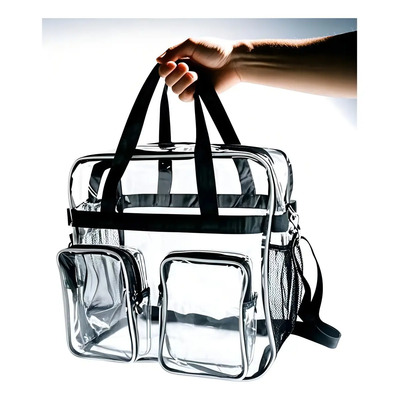 Bolsa de maquillaje y aseo de viaje para hombres y mujeres, maleta de viaje negra y transparente, con bolsa de PVC negra y transparente, de gran capacidad, multifuncional, impermeable y duradera | Meses sin interés