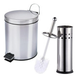 Kit Lixinho 5l C/cesto Removível + Vassorinha Sanitária Inox