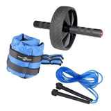 Combo Kit Entrenamiento Fitnes Set Tobilleras + Lazo + Rueda