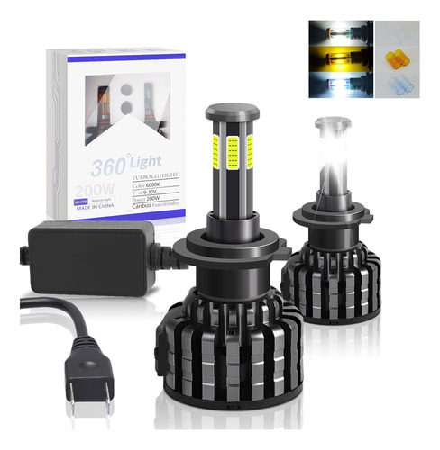 Kit De Focos Led 6 Cara Luz H4 H7 H11/h8/h9 9005 9006 Canbus