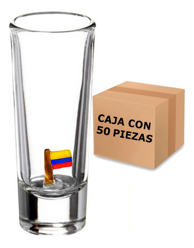 Set 50 Shot Caballito Tequilero 2oz Con Bandera De Colombia