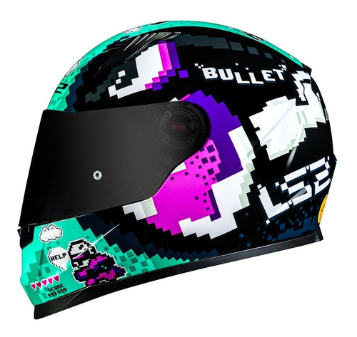 Capacete Feminino Ls2 Ff358 Bullet Preto E Verde Lançamento