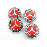 4 Tapas Centro De Rin Mercedes Benz 75mm Originales New Red