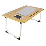 Mesa Cama Soporte De Laptop Patas Acero Antiderrape 60x39cm Color Madera Clara/ Patas Negro Con Verde