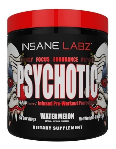 Suplemento En Polvo Insane Labz  Psychotic Psychotic Blend Sabor Sandía En Pote De 214g